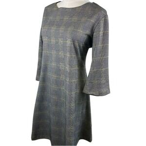 Bryn Walker Irys Carnaby Plaid Dress Women's Size Medium Bell Sleeve USA